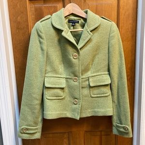 Banana Republic Wool Pea Coat, Green, Size Small